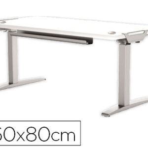 Mesa de escritorio fellowes levado base metal aco pintado sistema eletrico regulavel altura tabuleiro branco 160 x 80 cm