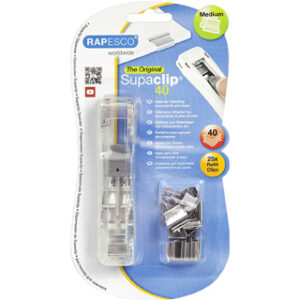 Dispensador supaclip rapesco supaclip 40 hojas capacidad con 25 clips emojis amarillo color transparente