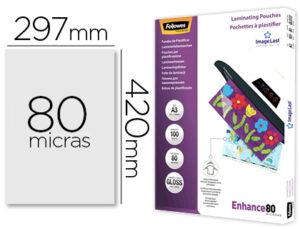 Bolsa de plastificar fellowes brilho din a3 80 microns pack 100 unidades