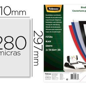 Capa de encadernacao fellowes polipropileno din a4 preta 280 microns pack de 100 unidades