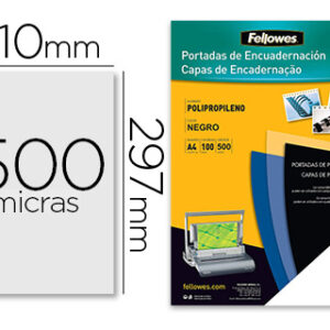Capa de encadernacao fellowes polipropileno din a4 preta 450 microns pack de 100 unidades