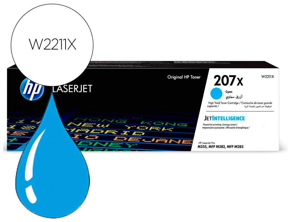 Toner hp 207x color laserjet pro m282nw / m283fdn / m283fdw cian 2.450 paginas Toner hp 207x color laserjet pro m282nw / m283fdn / m283fdw cian 2.450 paginas