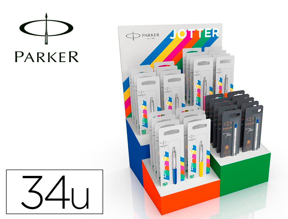 Expositor parker jotter originals em blister com 4 blocos e 34 unidades 24 esferograficas + 4 recargas - 2121464 Expositor parker jotter originals em blister com 4 blocos e 34 unidades 24 esferograficas + 4 recargas - 2121464