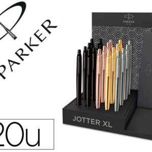 Expositor 20 esferograficas parker jotter xl monocromo aço ct em estojo - 2128857