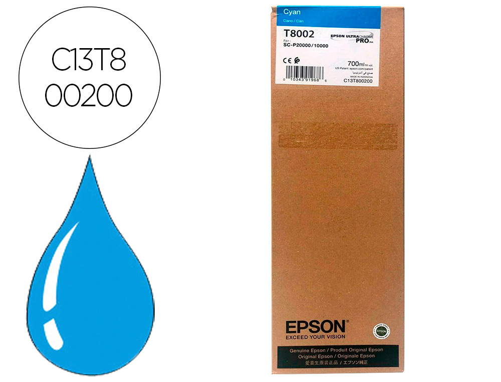 Tinteiro epson singlepack cian t800200 ultrachrome pro 700ml Tinteiro epson singlepack cian t800200 ultrachrome pro 700ml