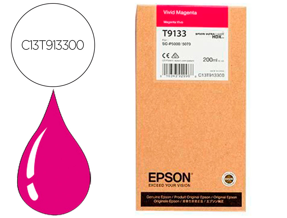 Tinteiro epson t9133 vivid magenta ink 200ml Tinteiro epson t9133 vivid magenta ink 200ml