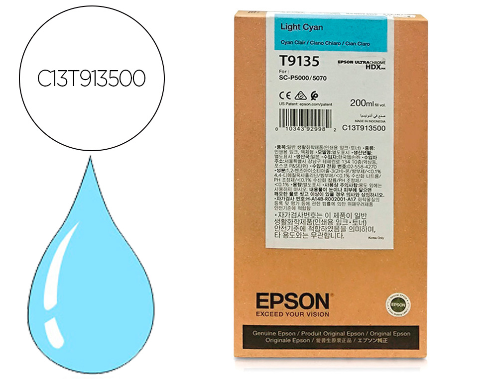 Tinteiro epson t9135 light cian ink 200ml Tinteiro epson t9135 light cian ink 200ml