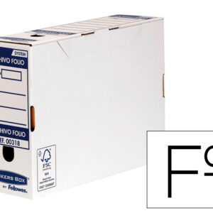 Caixa arquivo definitivo fellowes folio cartao reciclado 100% lombada 100 mm montagem automatica cor azul