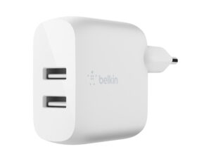 Carregador domestico belkin wcb002vfwh doble usb-a boost charge 12wx2 cor branco
