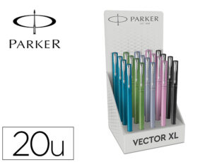 Caneta parker vector xl aparo f expositor de 20 unidades cores sortidas - 2162118