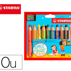 Lapis de cor stabilo woody 3 em 1 mina xxl estojo de 10 cores sortidas + apara lapis