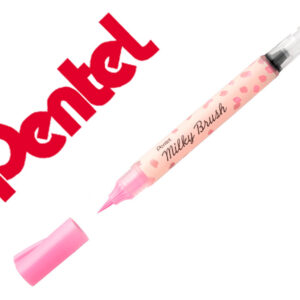 Pincel pentel milky brush cor pastel rosa