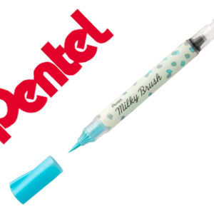 Pincel pentel milky brush cor pastel azul