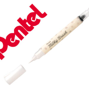 Pincel pentel milky brush cor pastel branco