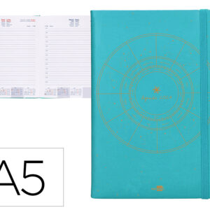 Agenda encadernada liderpapel efira a5 2024 dia pagina papel 70 gr cor turquesa