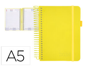 Agenda encadernada liderpapel neon a5 2024 dia pagina papel 70 gr cor amarelo