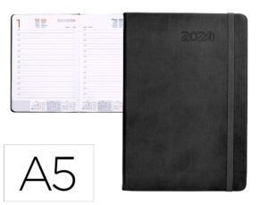 Agenda encadernada liderpapel esparta 15x21 cm 2024 dia pagina com elastico papel 70 gr cor cinza