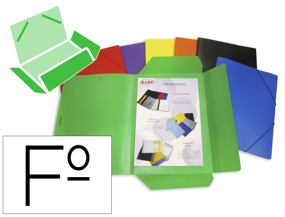 Pasta de elasticos com abas saro polipropileno folio cores sortidas Pasta de elasticos com abas saro polipropileno folio cores sortidas
