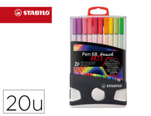 Marcador stabilo aguarelavel pen 68 brush color parade estojo de 20 unidades cores sortidas