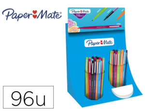 Marcador paper mate flair ponta de fibra expositor de 96 unidades cores sortidas