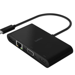 Adaptador belkin avc004btbk usb-c a usb-a 3.0 ethernet vga e hdmi (4k) + carregamento 100w cor preto