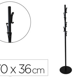 Cabide com pe sie metalico 6 suportes abs cor preto 1700x360 mm