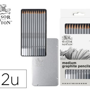Lapis de grafite winsor&newton studio collection caia metalica com 12 unidades graduacoes medias sortidas