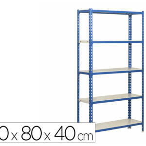 Estante metalica simonrack simon click mini 5/400 cor azul/branco 5 prateleiras 180 kg por prateleiras 180x80x40 cm