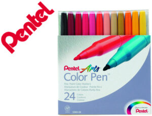 Marcador pentel s360 feltro carteira c/24