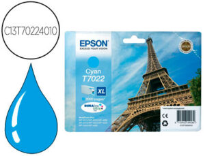 Tinteiro epson stylus t7022 cian xl wp-4000 4500 capacidade 2400 pag