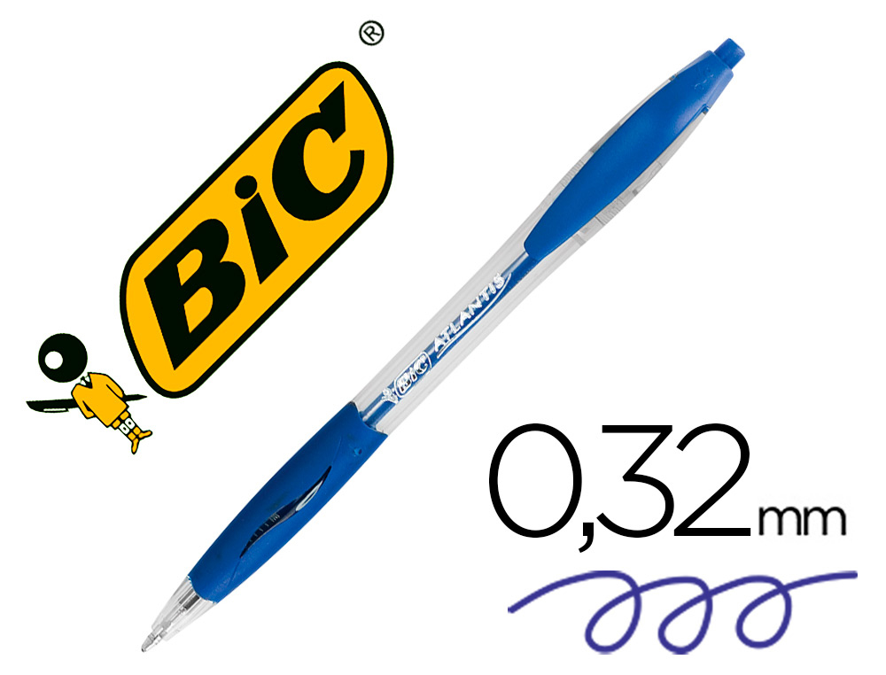 Esferografica bic atlantis azul retratil tinta oleo ponta de 1 mm Esferografica bic atlantis azul retratil tinta oleo ponta de 1 mm