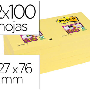 Bloco de notas adesivas post-it super sticky 76x127 mm com 6 blocos amarelo canario