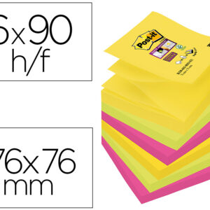 Bloco de notas adesivas post-it super sticky 76x76 mm com 90 folhas pack de 6 bloco cores sortidas colecao rio de janeir