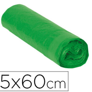 Saco de lixo domestico verde com auto fecho 55 x 60 cm rolo de 15 bolsas