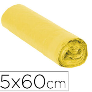 Saco de lixo domestico amarelo com auto fecho 55 x 60 cm rolo de 15 bolsas