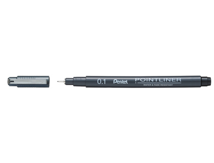 Marcador pentel pointliner com tinta pigmentada cor preto ponta de 0 Marcador pentel pointliner com tinta pigmentada cor preto ponta de 0
