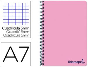 Caderno espiral liderpapel think 100 folhas din a7 quadriculado vermelho