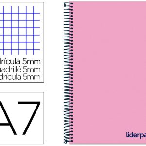 Caderno espiral liderpapel think 100 folhas din a7 quadriculado vermelho