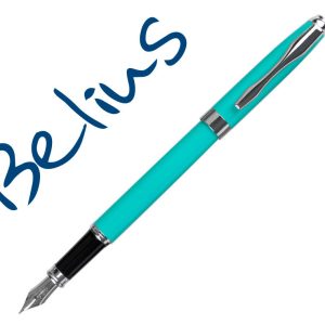 Caneta belius marsella verde menta tinta azul em estojo