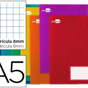 Caderno escolar liderpapel 32 folhas din a5 quadricula 8 mm