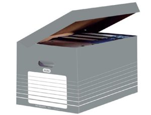 Caixa para arquivo definitivo elba em cartao cinza 350x520x260 mm