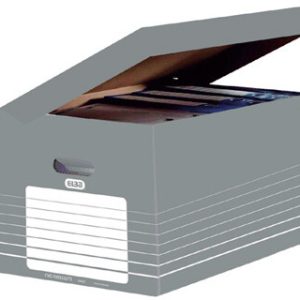 Caixa para arquivo definitivo elba em cartao cinza 350x520x260 mm