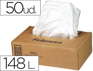 Bolsa recuperadora fellowes para destruidora de documentos 94 l pack 50 unidades