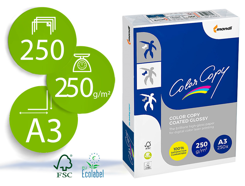 Papel color copy glossy din a3 200 gr embalagem de 250 folhas Papel color copy glossy din a3 200 gr embalagem de 250 folhas