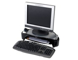 Suporte fellowes para monitor com tabuleiro para documentacao suporta ate 18 kg - 480 x 330 x 105 mm