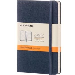 Caderno de bolso pautado Moleskine azul safira rígido