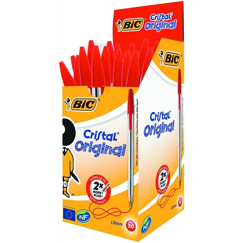 Caixa de Esferográficas 50 unid bic cristal vermelha Caixa de Esferográficas 50 unid bic cristal vermelha