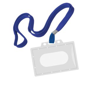 Crachá de plástico rígido c/ fita azul