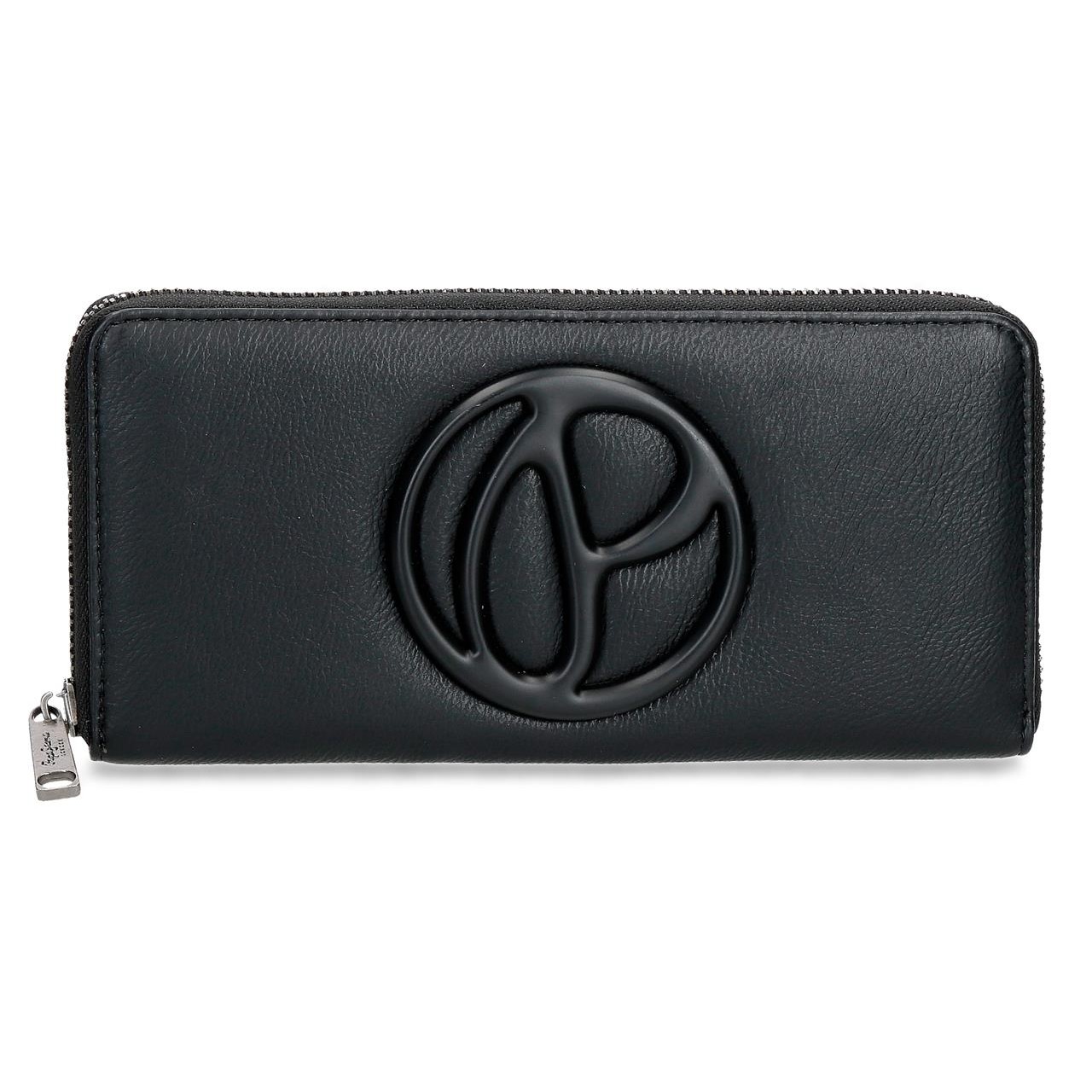 Carteira Pepe Jeans Mara com zíper preto Carteira Pepe Jeans Mara com zíper preto