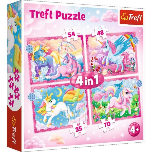 Puzzle 4 em 1 Unicórnios e magia Puzzle 4 em 1 Unicórnios e magia